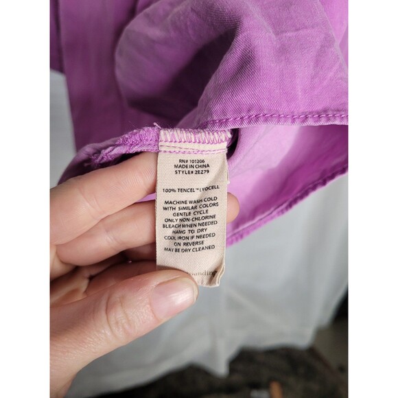Soft Surroundings Blouse womens size Medium Cusabo Pintuck Iris Orchid Purple - Picture 6 of 8